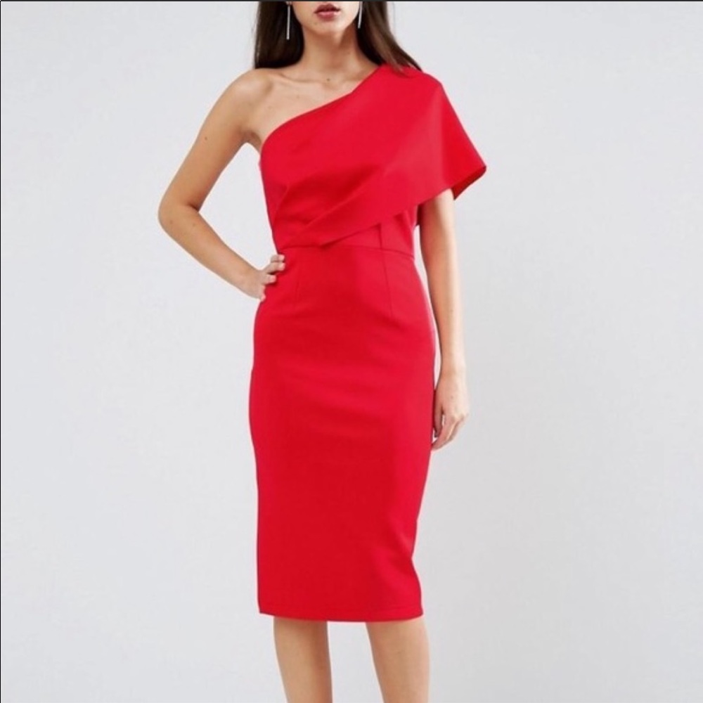 Red One Shoulder Dress - Picture 1 of 6